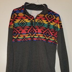 Western aztec long sleeve zip up